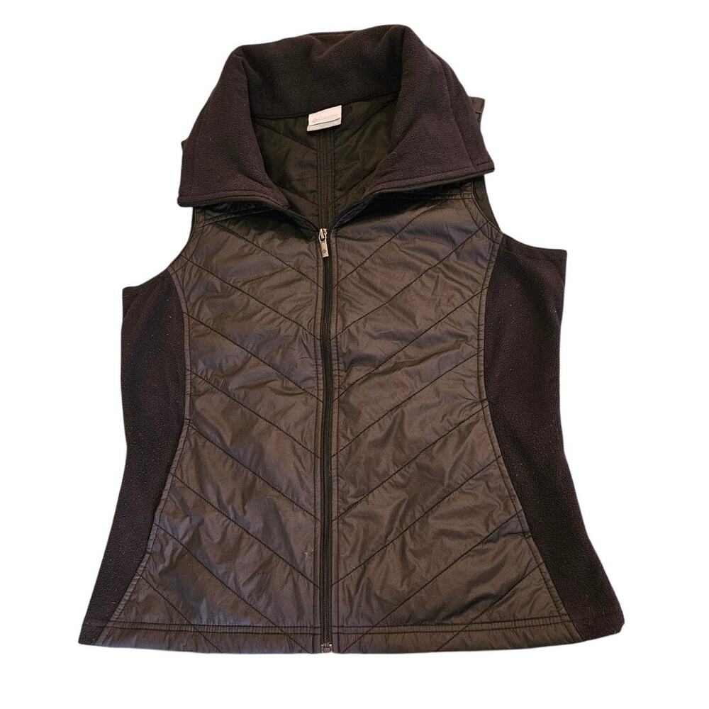 Columbia Black Quilted Fleece Panel Vest Women’s Medium Zip Front Outdoor